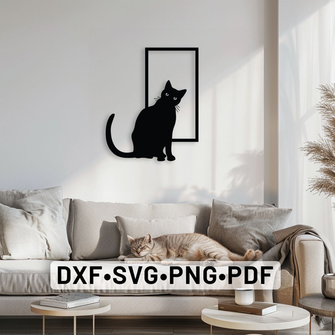 Cute Cat Laser Cutting Vector Files, Cat Dxf, Cat Silhouette, Cat Svg ...