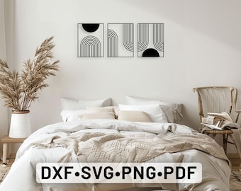 Ligne minimaliste abstraite svg DXF fichiers découpés au laser, Silhouette de formes géométriques, fichiers svg abstraction pour cricut Impressions numériques, art mural Dxf
