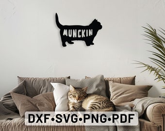 Art mural chat de Munckin, fichiers vectoriels découpés au laser, dxf de chat, chat Silhouette chat décoration d'intérieur, chat panneau Svg, svg de chat de Munckin, silhouette de chat de Munckin