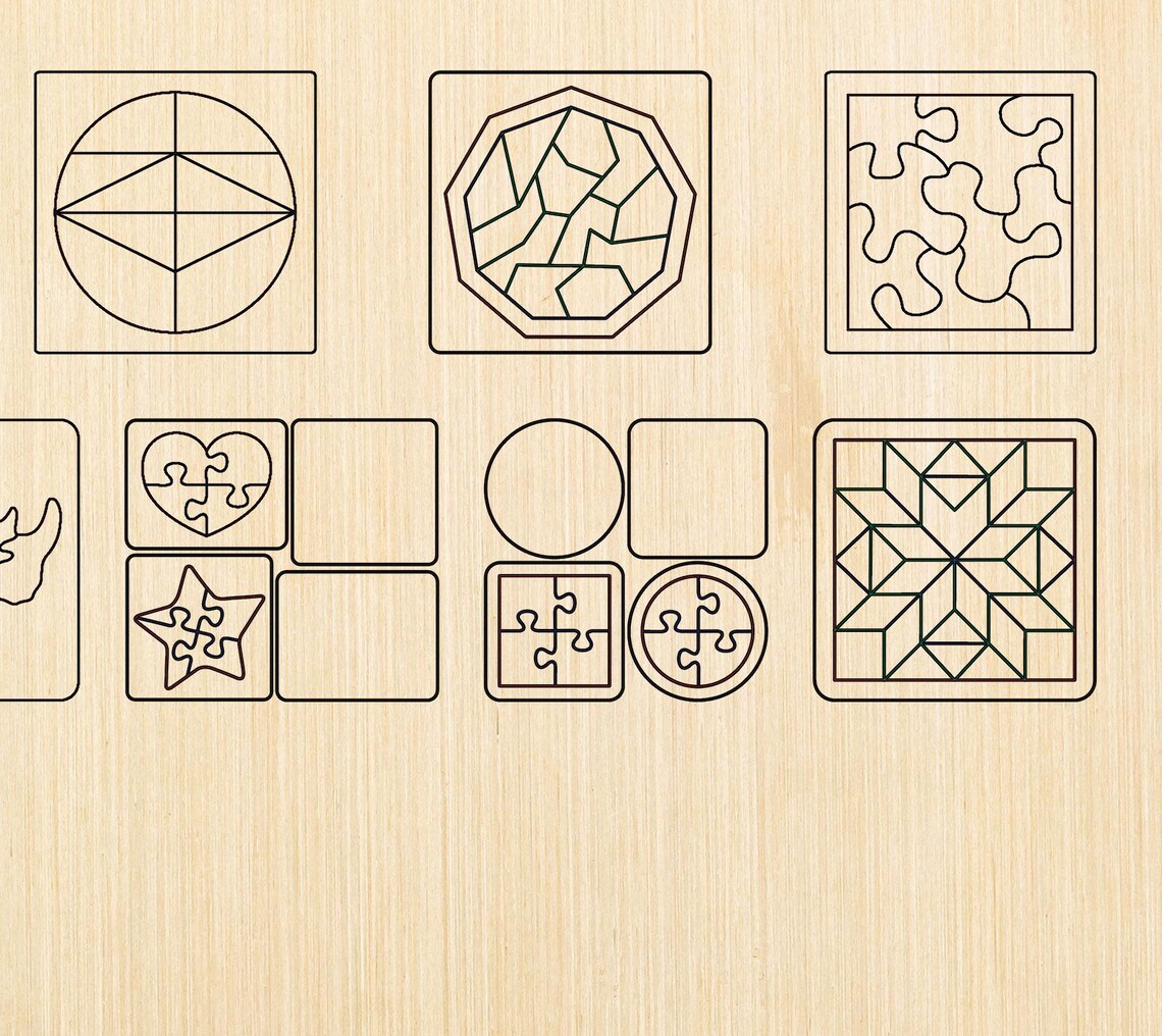 Geometry Puzzle Laser Cut Bunlde, Dxf Cnc Cdr Puzzle Toys Laser Cut ...