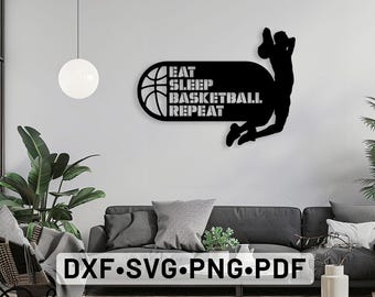 Fichiers de basket-ball svg découpés au laser Dxf, art mural basket-ball découpé au laser art mural svg, clipart basket-ball, basket-ball Dxf, silhouette de basket-ball
