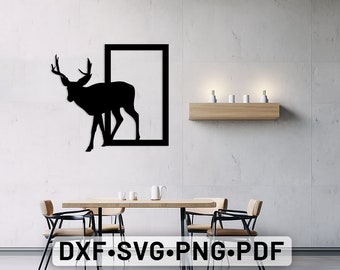 Tentures murales de cerf, fichier de découpe de routeur, art mural dxf, art mural numérique, art numérique de cerf, fichier de coupe plasma Dxf Svg, silhouettes de cerfs svg
