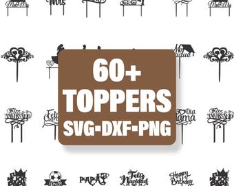 60+ lot de svg de gâteau de mariage joyeux anniversaire, svg de gâteau, fichiers découpés au laser de gâteau, ensemble de numéros de svg de topper,