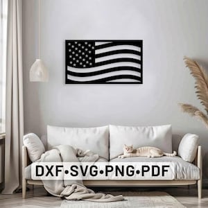 American Flag Silhouette Dxf Svg Png Files, Wall Art Cut File For Cnc Plasma Laser laser cutting, cnc cutting, Vinly Cut Dxf Files
