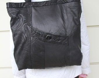 Ledertaschen-Rucksack, Rucksacktasche, Business-Tasche, Laptop-Tasche, upgecycelt aus einer Lederjacke, nachhaltig