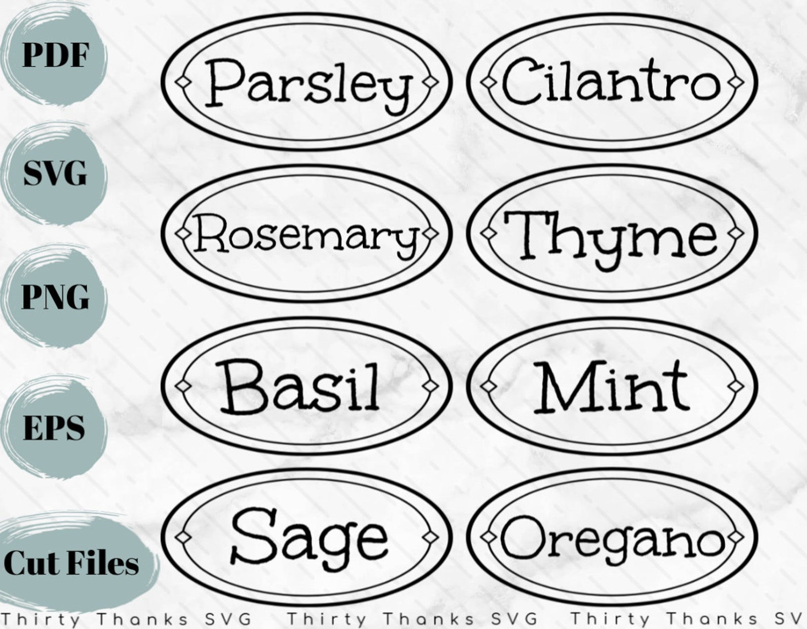 Herb Garden Labels SVG Garden SVG Herbs Digital Cutting Etsy