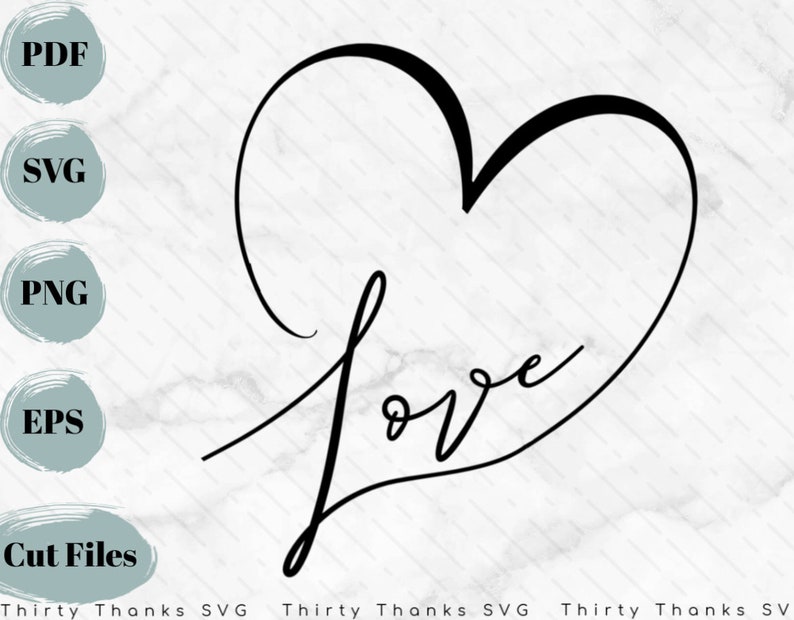 Download Love Heart SVG Love SVG Cursive Love SVG Digital Graphic ...