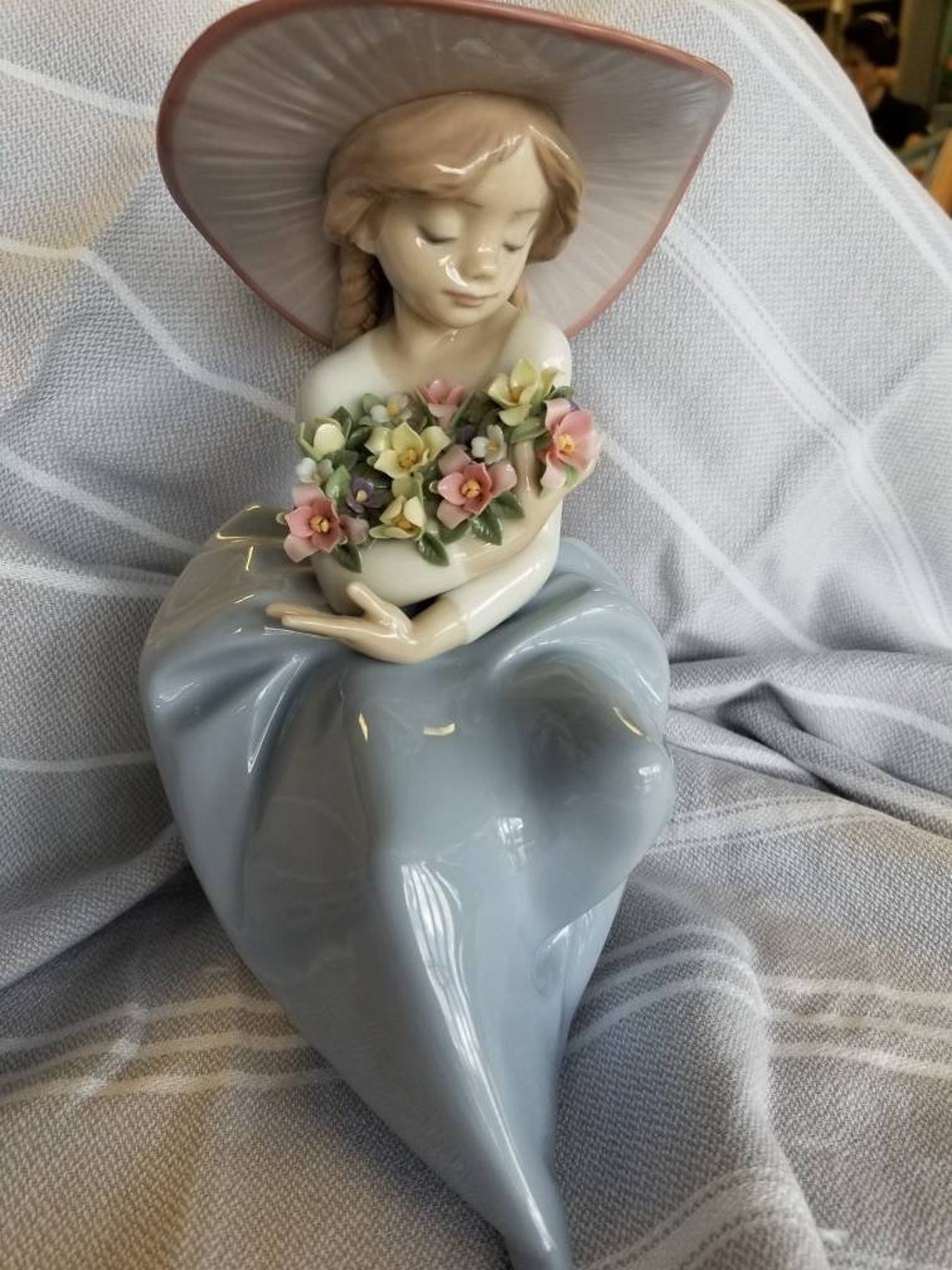 Lladro girl with hat and flowers Etsy