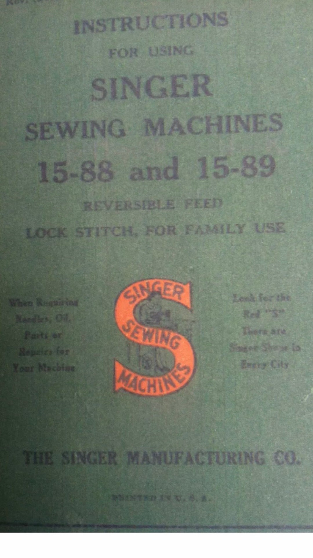 Singer 1588 and 1589 Sewing Machine Manual Vintage PDF Download. Etsy