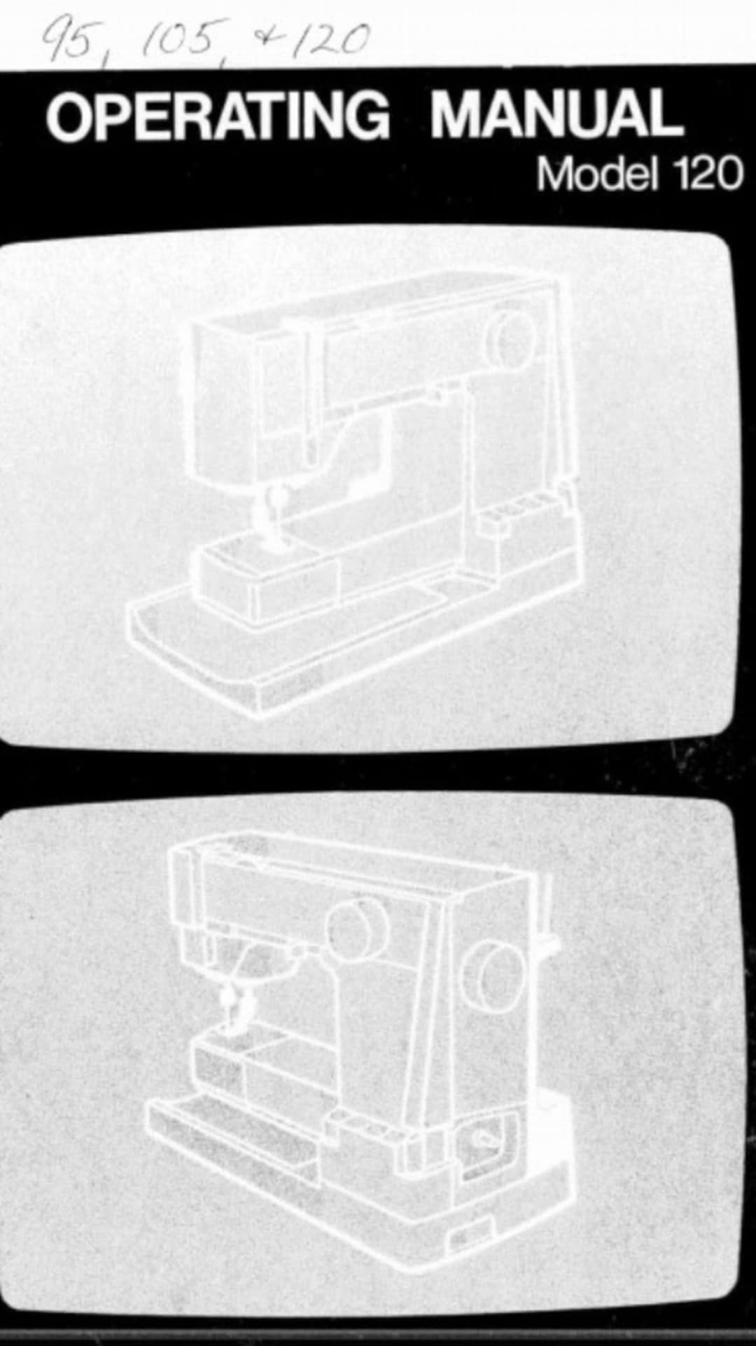 Husqvarna Viking Sewing Machine Operating Manual Model 120, 95 & 105
