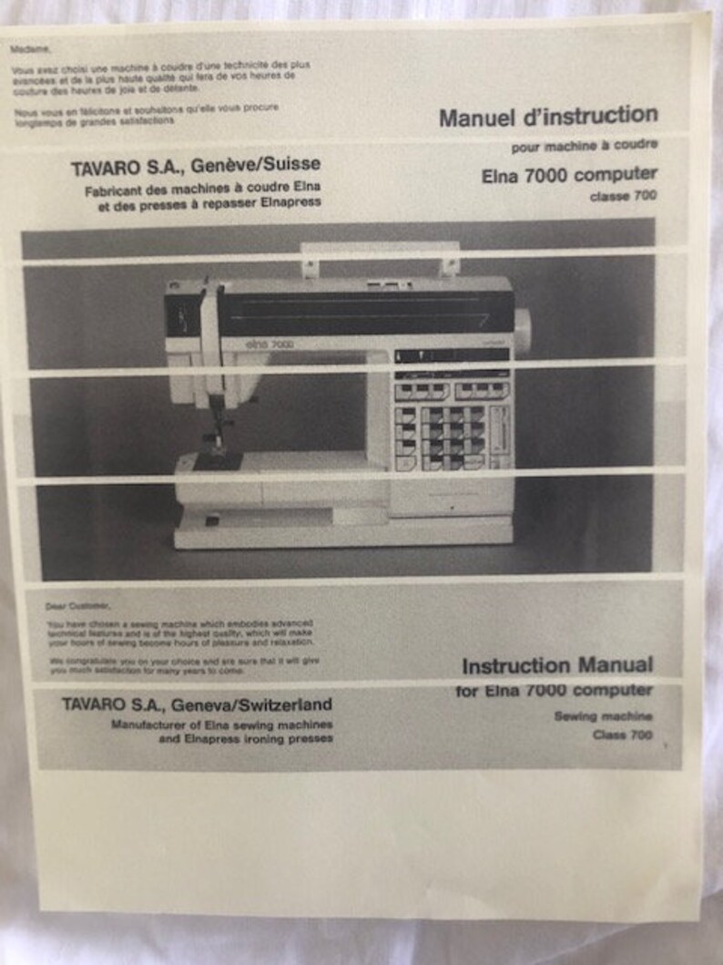 Elna 7000 Sewing Machine Manual Digital Not Hard Copy Etsy