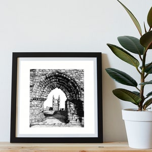 St Andrews Cathedral Print • Handdrawn architectural pen & ink drawing, made and printed in Scotland • Wall Art • Letterbox Gift
