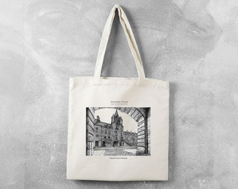 Tolbooth Tavern Edinburgh Tote bag • Recycled organic tote bag with architectural pen drawing design, handmade in Scotland • Letterbox Gift