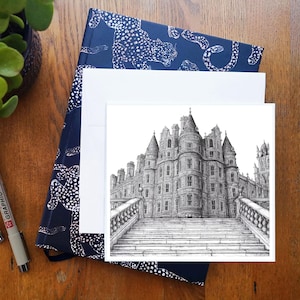 Royal Hohlsaum, Universität London • Grußkarte oder Geburtstagskarte • Architektonische Federzeichnung, handgemacht in Schottland • Geschenk in Form eines Briefes