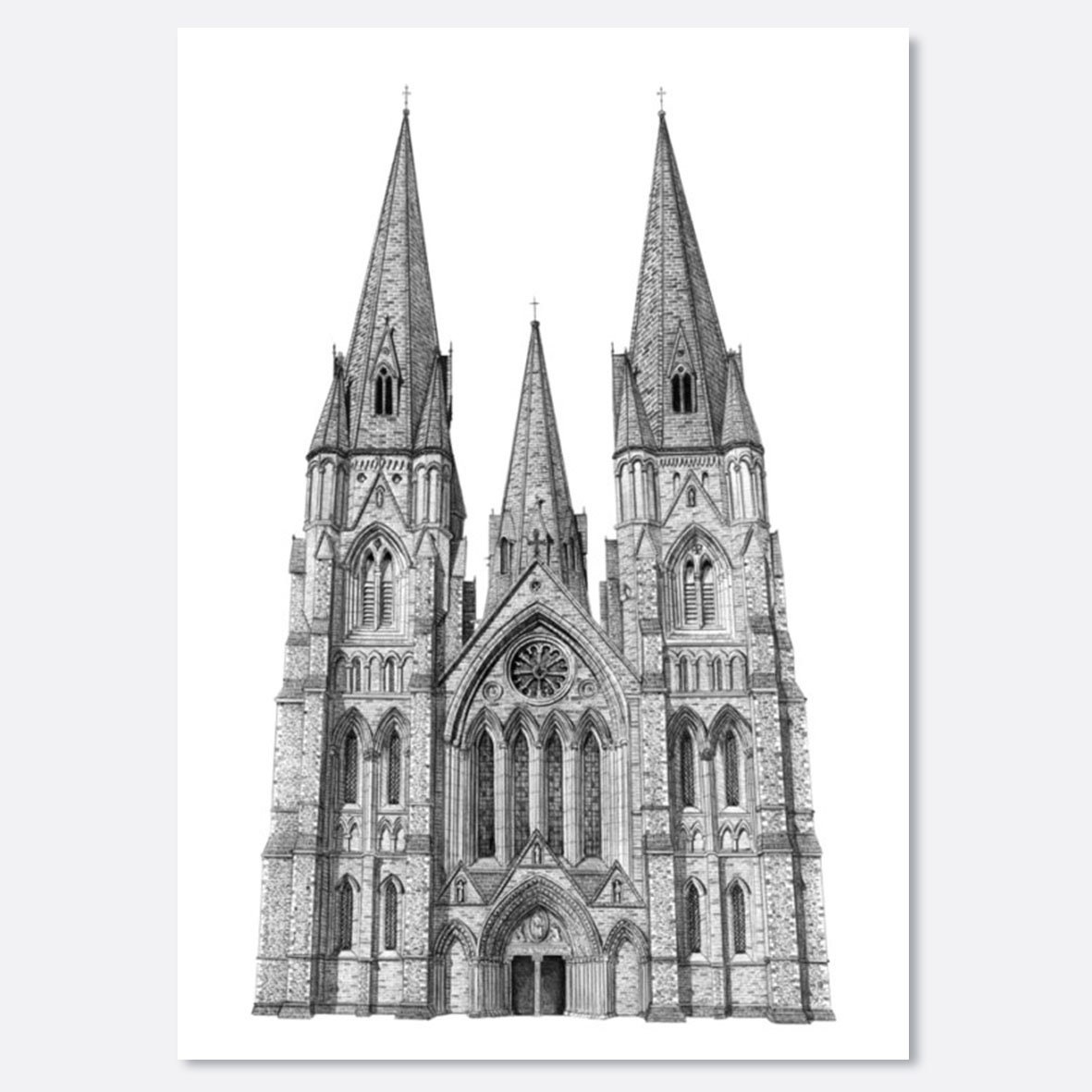 St Mary's Cathedral, Edinburgh Print Handdrawn Architectural Pen & Ink