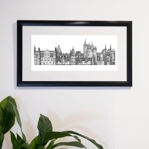 Rooftops of the Mound, Edinburgh Print • Handdrawn architectural pen & ink drawing, made and printed in Scotland • Wall Art • Letterbox Gift