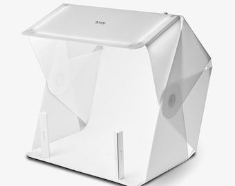 Foldio3 + halobars (lichtbak voor productfotografie / 60 cm (25 x 25") / dimbare ledchips, CRI 97+, wit/zwart achtergrondvel inbegrepen)