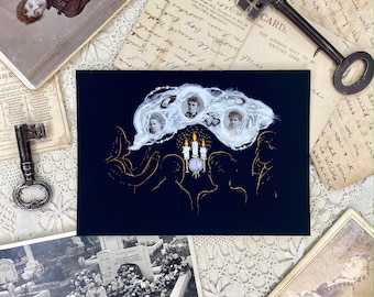 Seance - Spooky Embroidered Art Print - Postcard