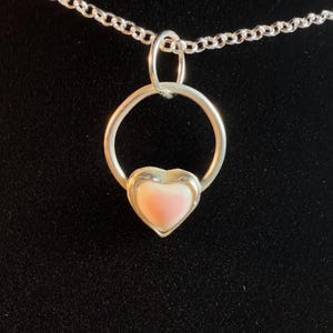 Pink Conch Shell Heart Necklace #2