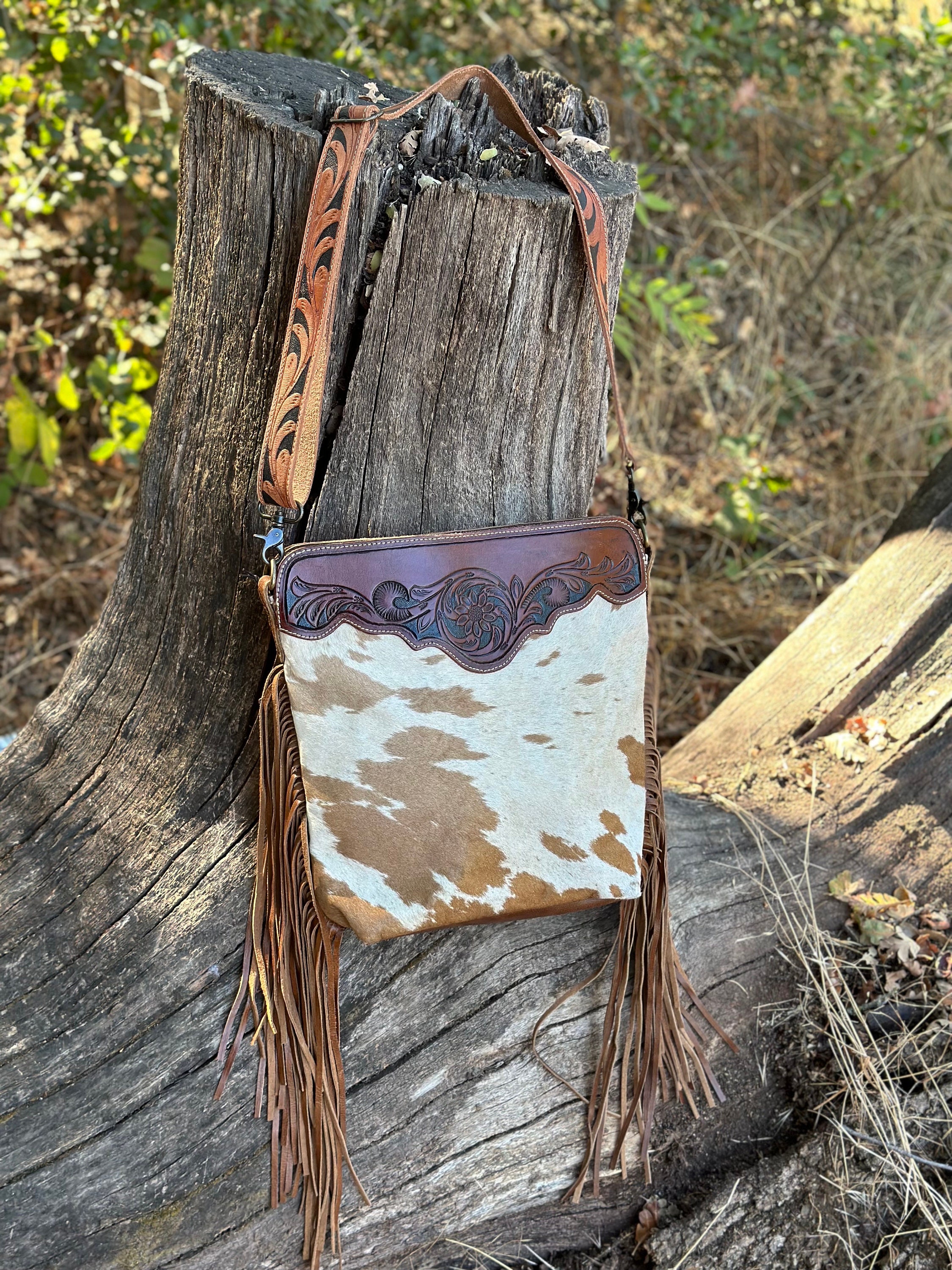 Brown Tooled Fringe Leather Purse – Horse Creek Boutique