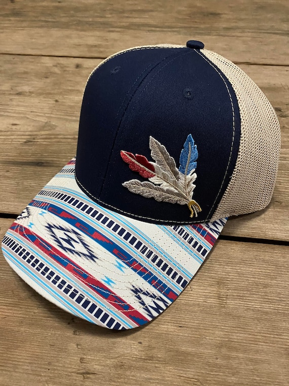 Western Baseball Cap Aztec Cap Feather 