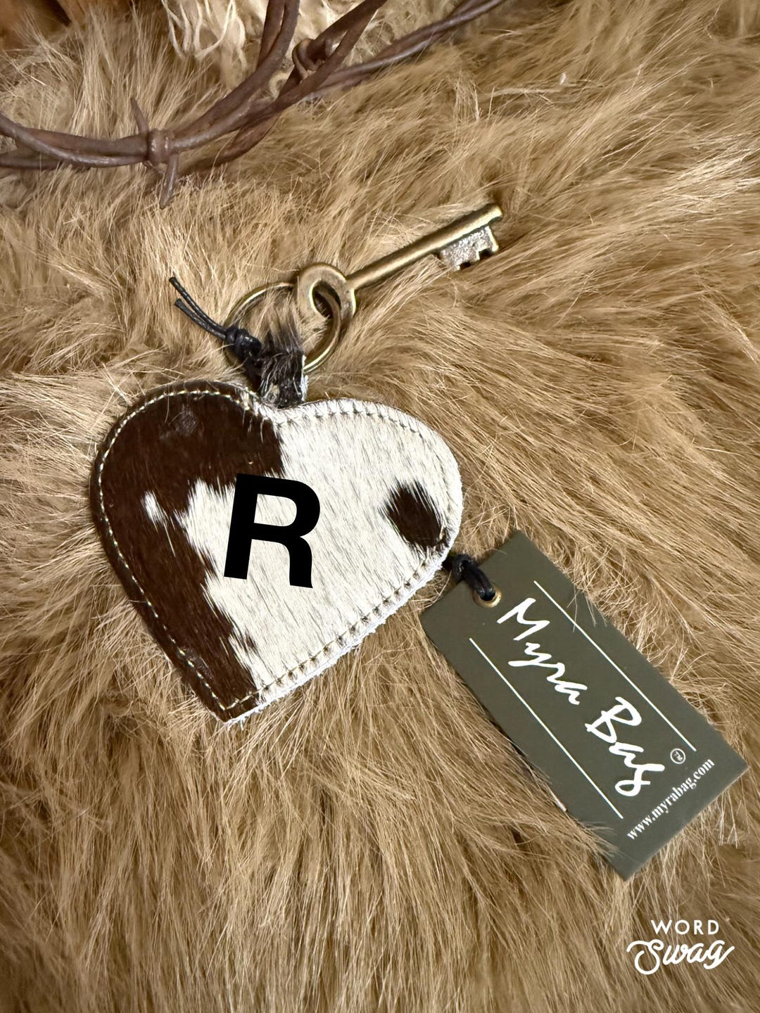 Cowhide Heart Key Ring: Custom Branded - Etsy