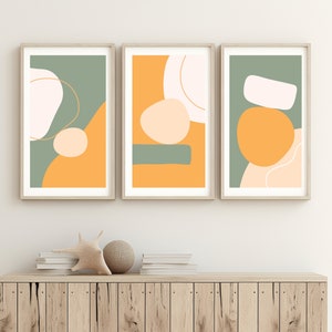 Set of 3 Modern Prints Boho Wall Art Gallery Wall Set Mid Century Modern Prints Home Decor Neutral Abstract Wall Art Printable Digital (006)