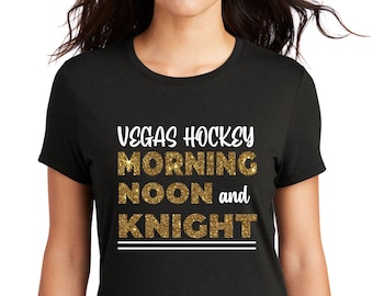 Vegas Hockey on black tee with your choice of  main glitter color