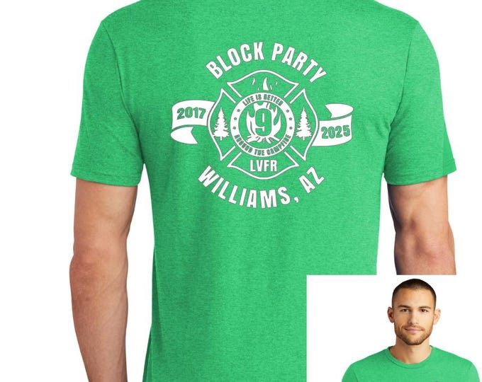 Adult 2025 Block Party on Heathered Green Frost Triblend