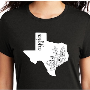 Aggies Texas Matte white decal on your choice of black top