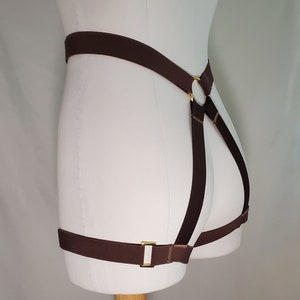 Chocolate Brown Adjustable Tail Harness with Gold Hardware