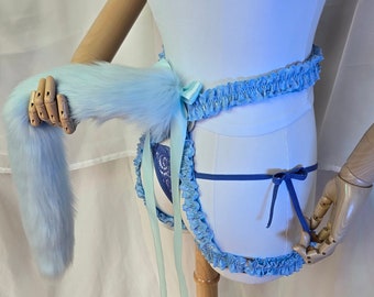 Baby Blue Faux Fur Tie-onTail