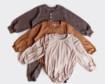 Cooper Romper - 1 hour romper - oversized romper - sweater romper - jumpsuit - gender neutral - henley romper - 0-3 mo -5 yrs - playsuit