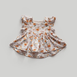 Meadowlark Draped Pockets Dress, Gold/Ocean Dots