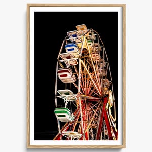 Ferris Wheel Photography, Amusement Park Photography, Summer, Ferris Wheel Print, Black and White Home Decor, Coastal Wall Art