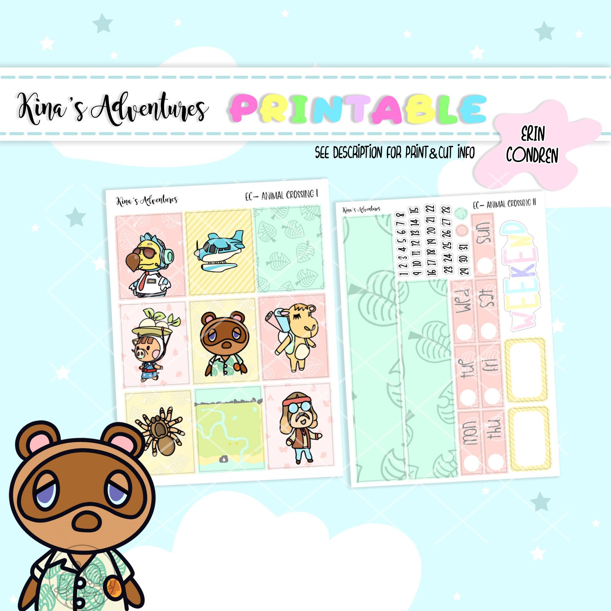 Animal Crossing printable Planner Stickers Ec Printable - Etsy