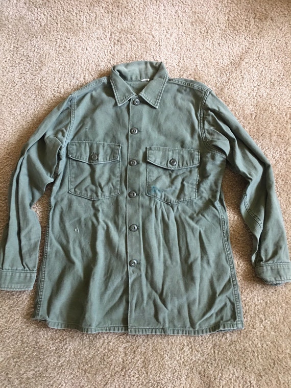 OG-107 Vintage Vietnam fatigue shirt green 1969 sm