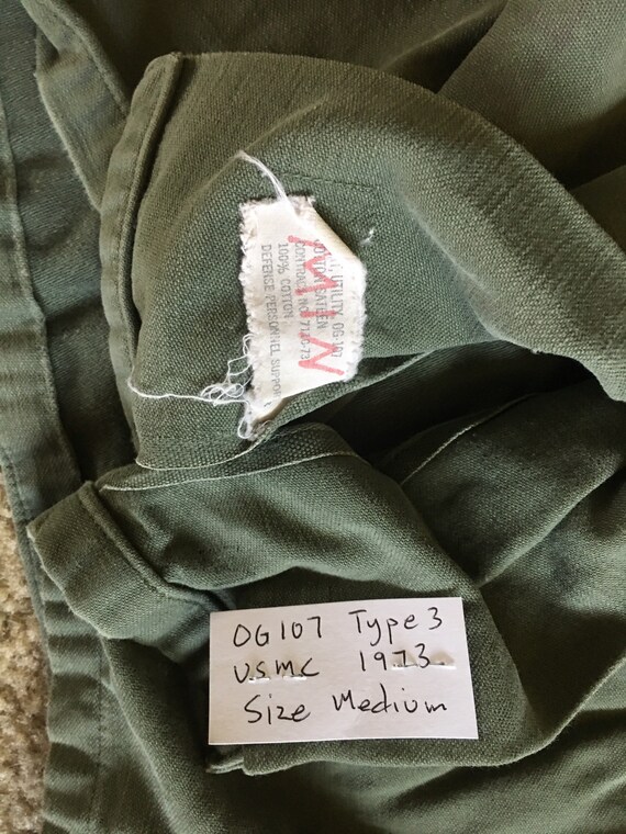 OG-107 Vintage Vietnam fatigue shirt green 1973 m… - image 4