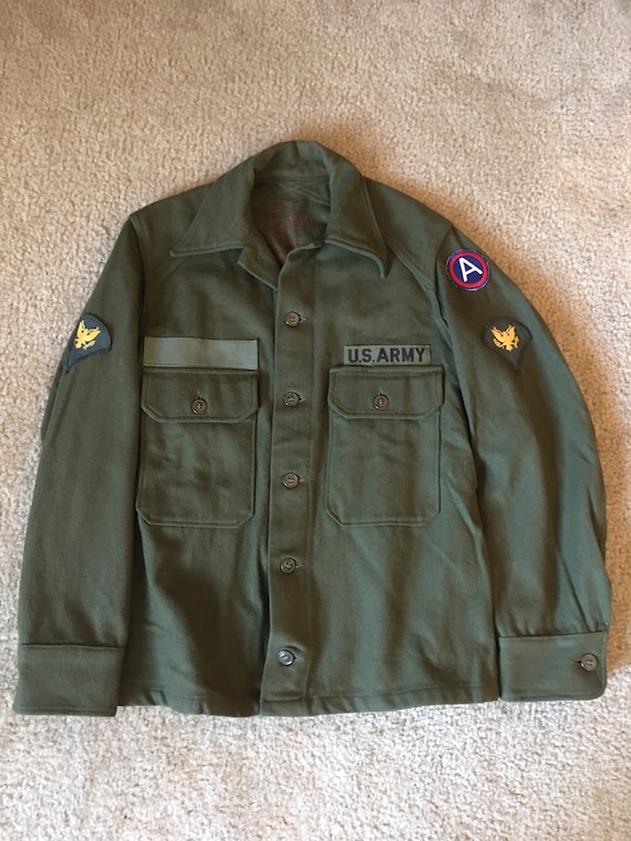 1952 Korean War wool shirt. Has patches. - Gem