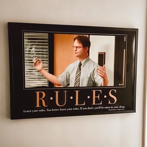 The Office Motivational Poster - Rules | Dwight Schrute | The Office Quotes | Parks and Rec | Michael Scott | Posters | Funny Posters | Gift