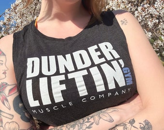 Dunder Liftin Muscle Company - Ladies’ Muscle Tank | Gym Shirt | Gym Tank | Gym T Shirt | Funny Tshirt | The Office | The Office Shirt | Gym