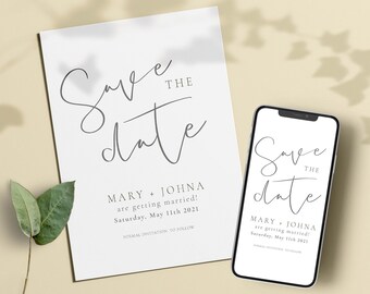 Digital Save the Date  | Calligraphy Save The Date  |  Save the Date Electronic Invitation |   Double-Sided option Save the Date