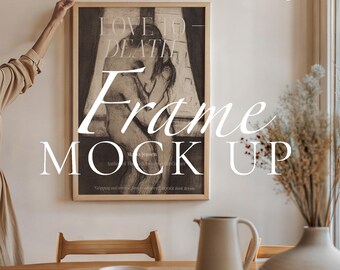 Boho Interior Frame Mockup: Person Holding Art (PSD & JPG)