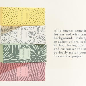 May include: Four stacked boxes with different patterned designs. Each box has a label that reads "Eau de Parfum" and "Jasmine".