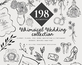 Whimsical Wedding Doodles: Hand-Drawn Illustrations (SVG, PNG)