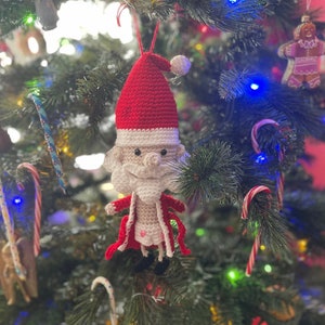 Hanging Naughty Santa Ornament Amigurumi Crochet Christmas Decoration Silly Santa Flirty Funny Underwear Boxer Hearts Gift White Elephant
