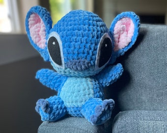 Lilo y Stitch - Peluche de Disney inspirado en Stitch, amigurumi Ohana Hawaii hecho a mano, versión grande de peluche esponjoso de 10 pulgadas