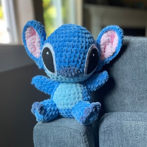 Lilo and Stitch - Stitch- Inspired Disney Plush Handmade Crochet Amigurumi Ohana Hawaii stuffed animal - LARGE 10 Inch Fluffy Plush Version