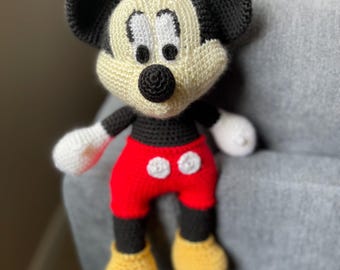 Mickey Mouse Disney Inspired Handmade large 13 inch Crochet Amigurumi yarn stuffed doll stuffed animal