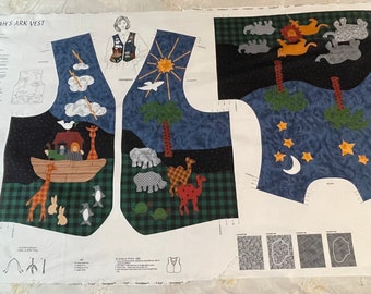 Noah's Arc Vest by DreamSpinners Adult's Vest Fabric VIP uncut Vintage DIY Sewing New Old Stock 1990 DIY Teacher Vest Gift Cut Sew Fabric